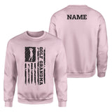 Golf Grandma Vertical Flag With Golfer Name on a Sweatshirt with a Black Graphic