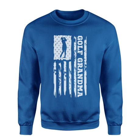 Golf Grandma Vertical Flag on a Sweatshirt with a White Graphic