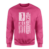 Golf Grandma Vertical Flag on a Sweatshirt with a White Graphic