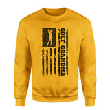 Golf Grandma Vertical Flag on a Sweatshirt with a Black Graphic