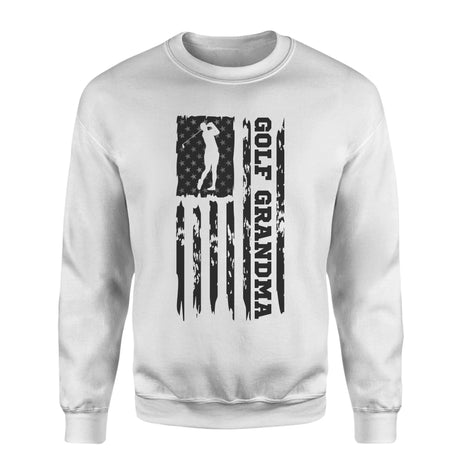 Golf Grandma Vertical Flag on a Sweatshirt with a Black Graphic