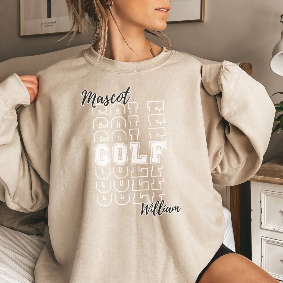 Custom Golf on a Sweatshirt With Mascot and Golfer Name on a Sweatshirt