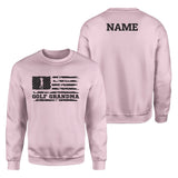 Golf Grandma Horizontal Flag With Golfer Name on a Sweatshirt with a Black Graphic