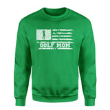 Golf Mom Horizontal Flag on a Sweatshirt with a White Graphic