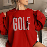 Personalized Golf on a Sweatshirt With Modern Bold Design and Golfer Name on Sleeve on a Sweatshirt