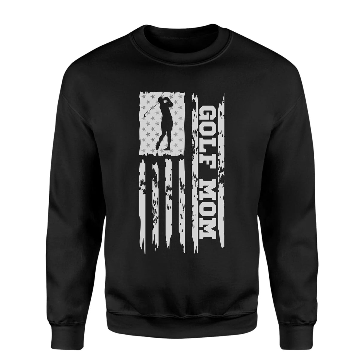 Golf Mom Vertical Flag on a Sweatshirt with a White Graphic