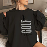Personalized Golf Mom on a Sweatshirt With Mascot, Icon, and Golfer Name on Sleeve on a Sweatshirt