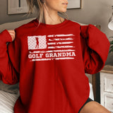 Golf Grandma Horizontal Flag on a Sweatshirt with a White Graphic