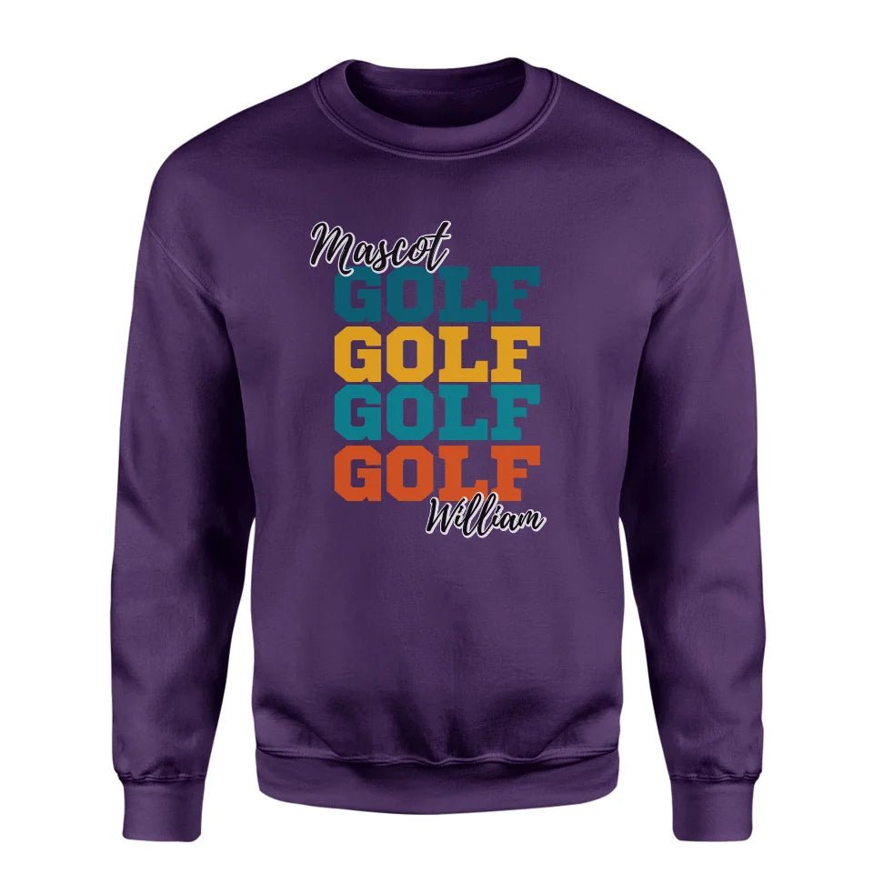 Personalized Golf Golf Golf on a Sweatshirt With Mascot and Golfer Name on a Sweatshirt