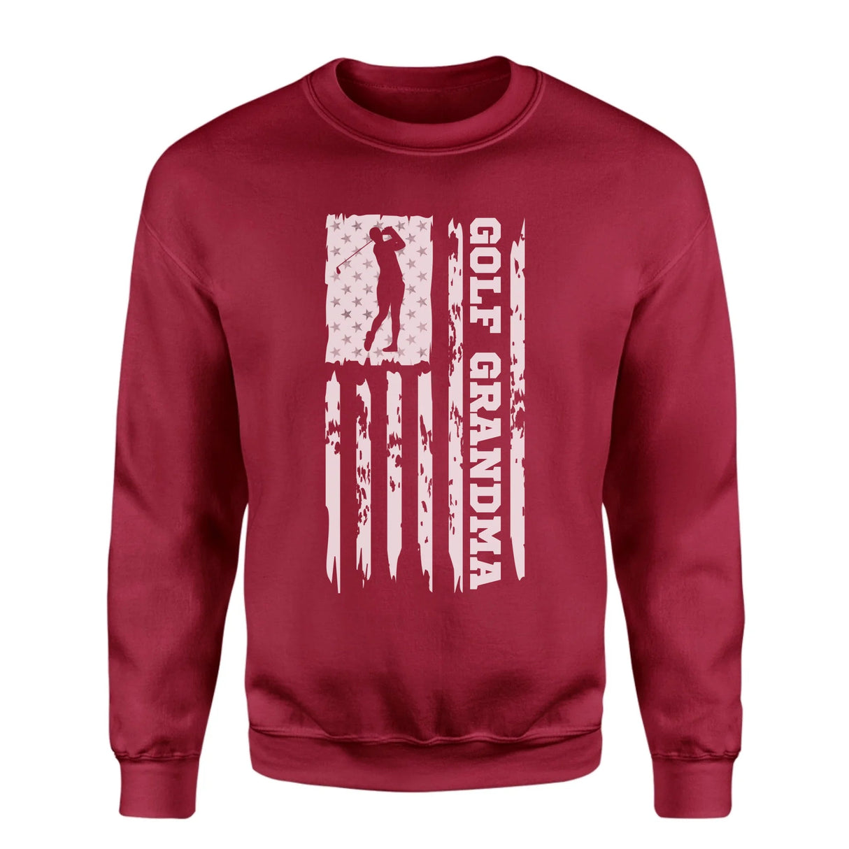 Golf Grandma Vertical Flag on a Sweatshirt with a White Graphic