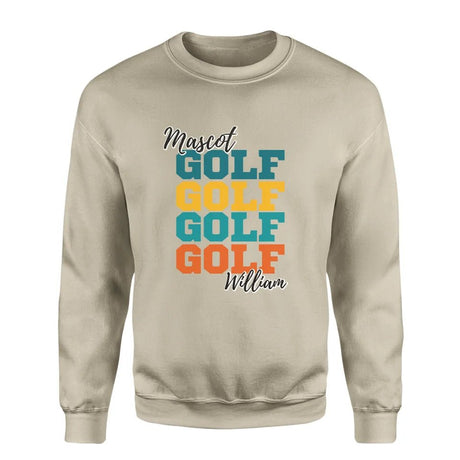 Personalized Golf Golf Golf on a Sweatshirt With Mascot and Golfer Name on a Sweatshirt