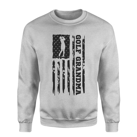 Golf Grandma Vertical Flag on a Sweatshirt with a Black Graphic