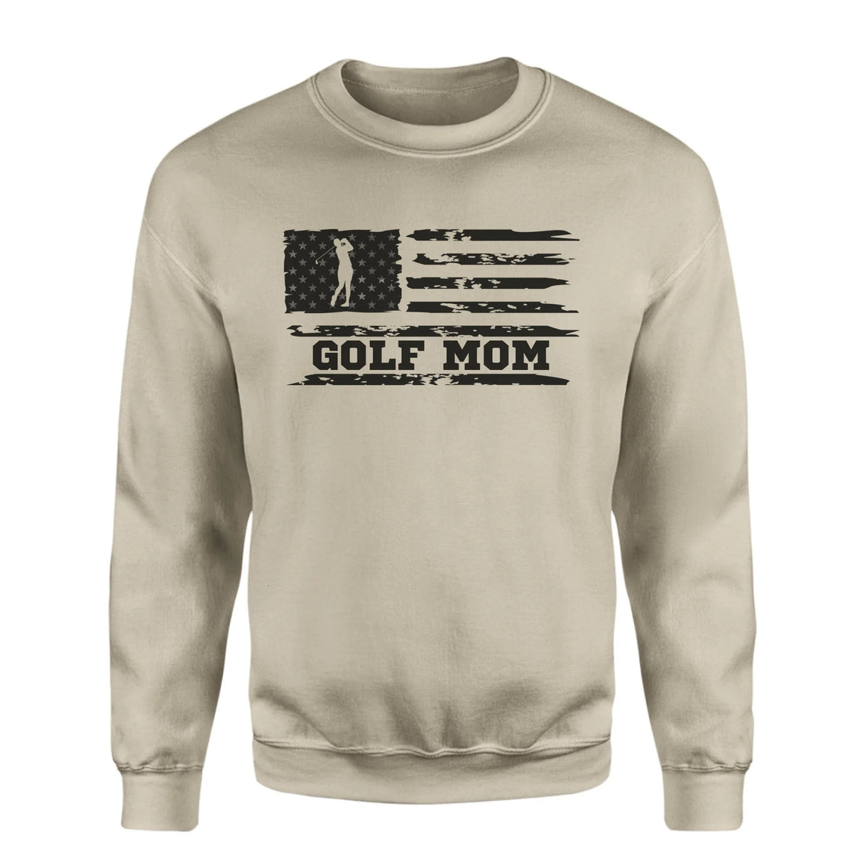 Golf Mom Horizontal Flag on a Sweatshirt with a Black Graphic