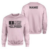 Golf Grandpa Horizontal Flag With Golfer Name on a Sweatshirt with a Black Graphic