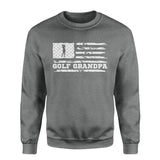 Golf Grandpa Horizontal Flag on a Sweatshirt with a White Graphic