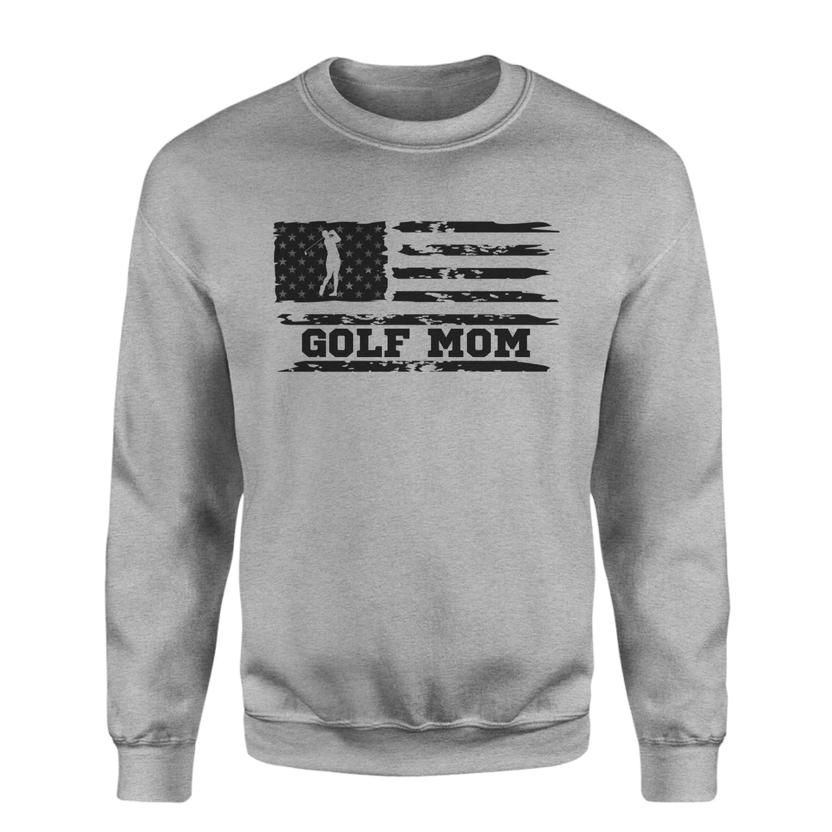 Golf Mom Horizontal Flag on a Sweatshirt with a Black Graphic