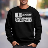 Golf Grandpa Horizontal Flag on a Sweatshirt with a White Graphic