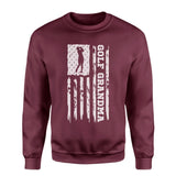 Golf Grandma Vertical Flag on a Sweatshirt with a White Graphic