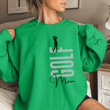 Personalized Golf Mom on a Sweatshirt With Mascot, Icon, and Golfer Name on Sleeve on a Sweatshirt