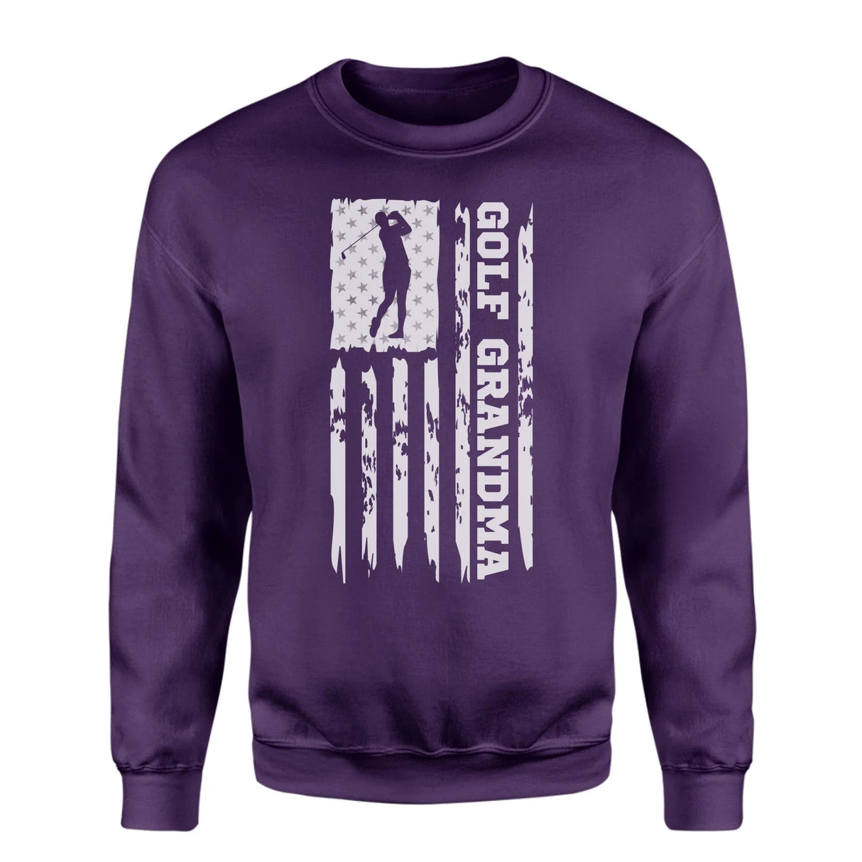 Golf Grandma Vertical Flag on a Sweatshirt with a White Graphic