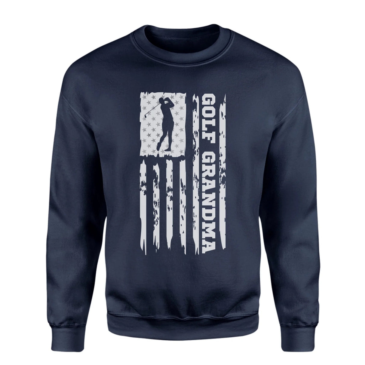 Golf Grandma Vertical Flag on a Sweatshirt with a White Graphic