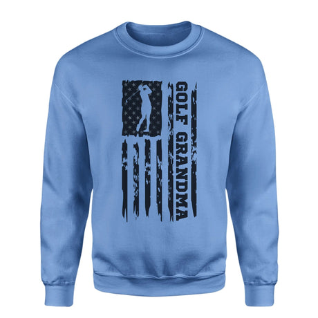 Golf Grandma Vertical Flag on a Sweatshirt with a Black Graphic