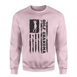Golf Grandma Vertical Flag on a Sweatshirt with a Black Graphic