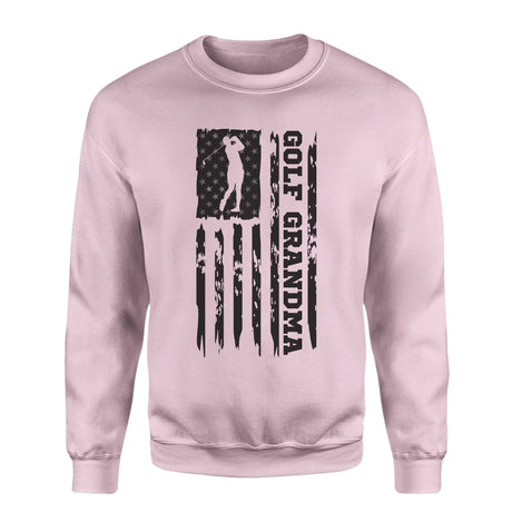 Golf Grandma Vertical Flag on a Sweatshirt with a Black Graphic