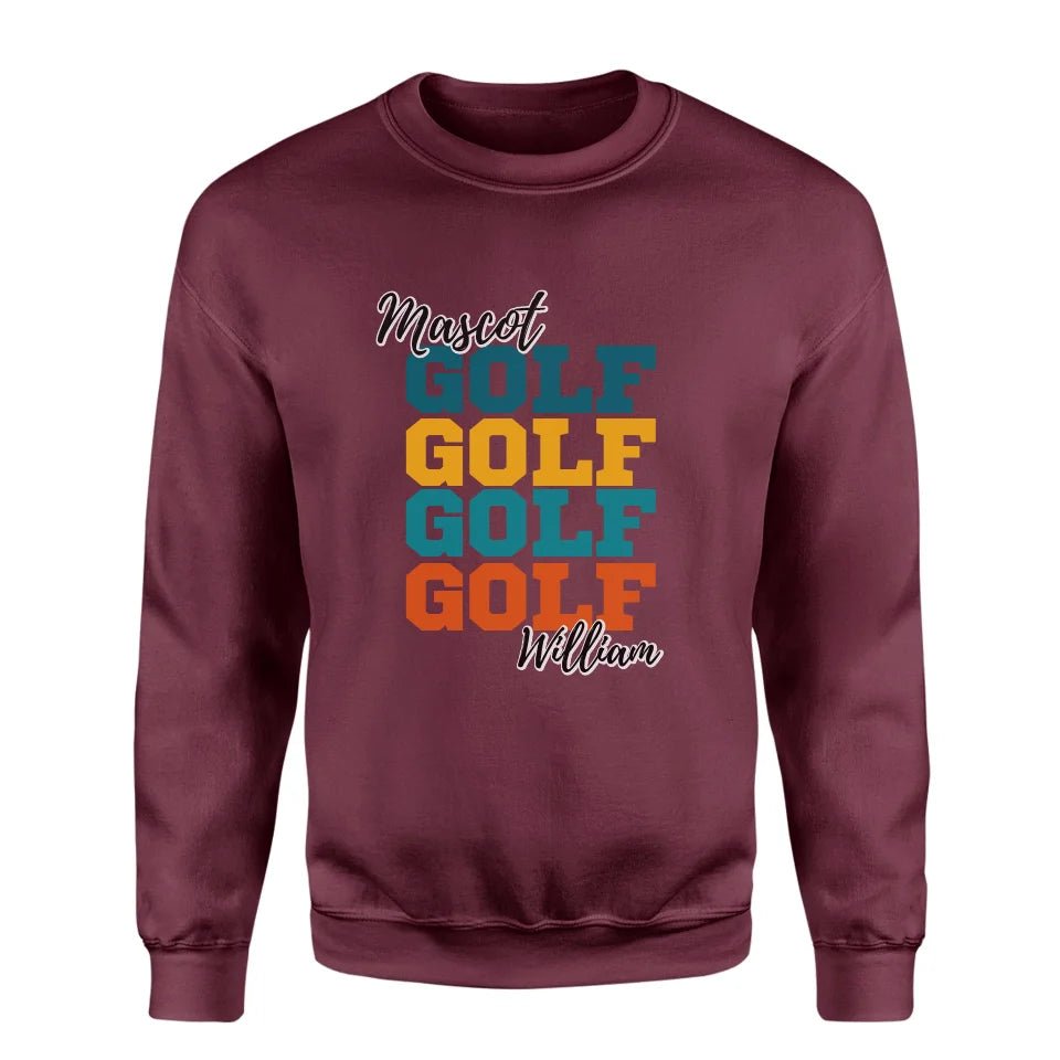 Personalized Golf Golf Golf on a Sweatshirt With Mascot and Golfer Name on a Sweatshirt