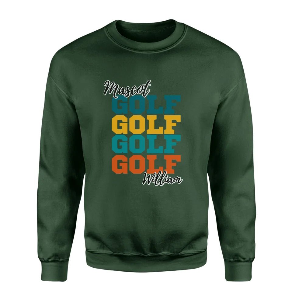 Personalized Golf Golf Golf on a Sweatshirt With Mascot and Golfer Name on a Sweatshirt