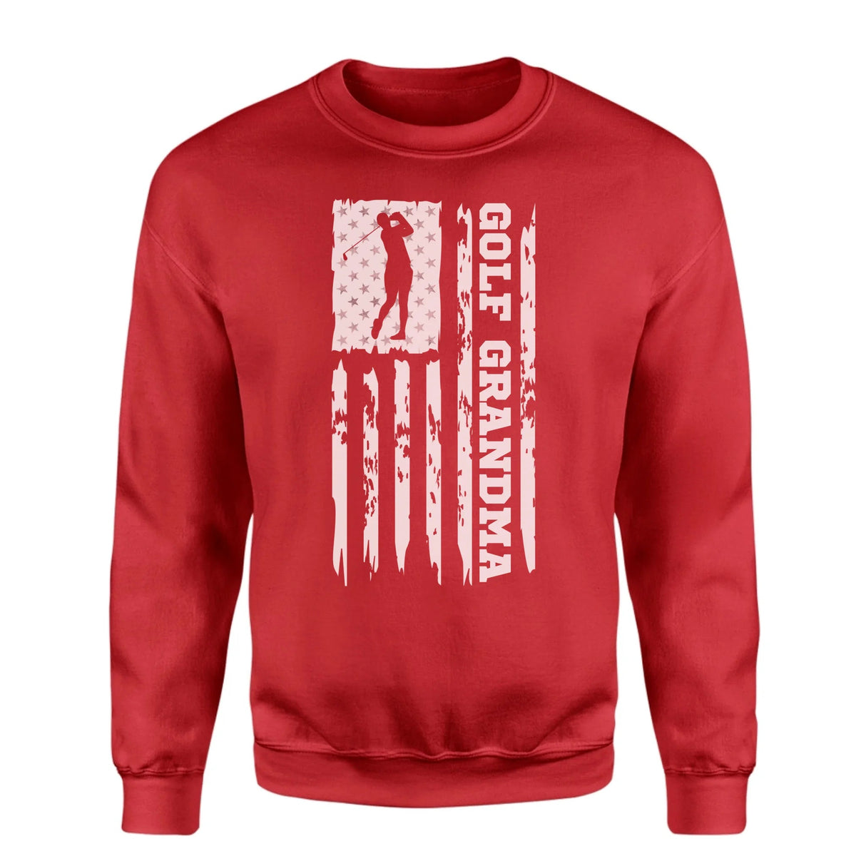 Golf Grandma Vertical Flag on a Sweatshirt with a White Graphic