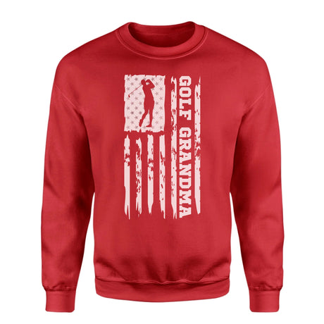 Golf Grandma Vertical Flag on a Sweatshirt with a White Graphic