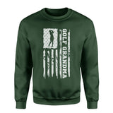 Golf Grandma Vertical Flag on a Sweatshirt with a White Graphic