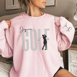Personalized Golf on a Sweatshirt With Modern Bold Design and Golfer Name on Sleeve on a Sweatshirt
