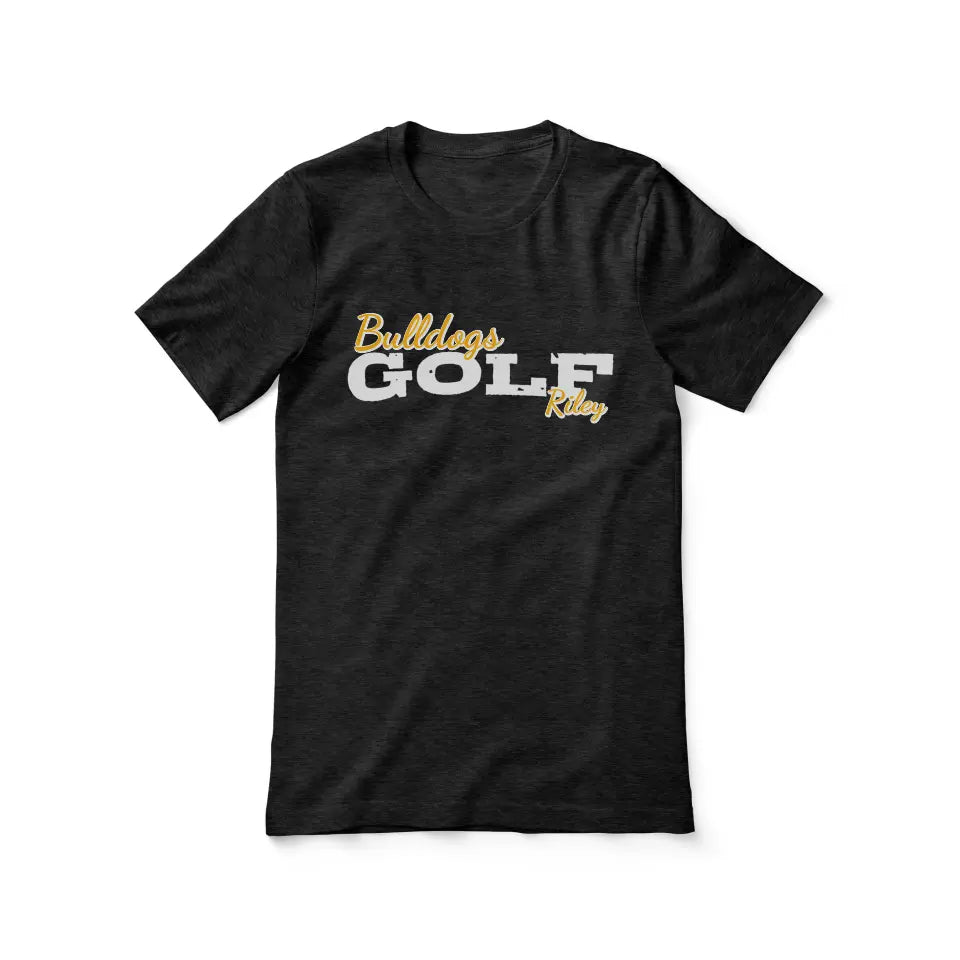 Custom Golf Mascot and Golfer Name on a Unisex T-Shirt with a White Graphic