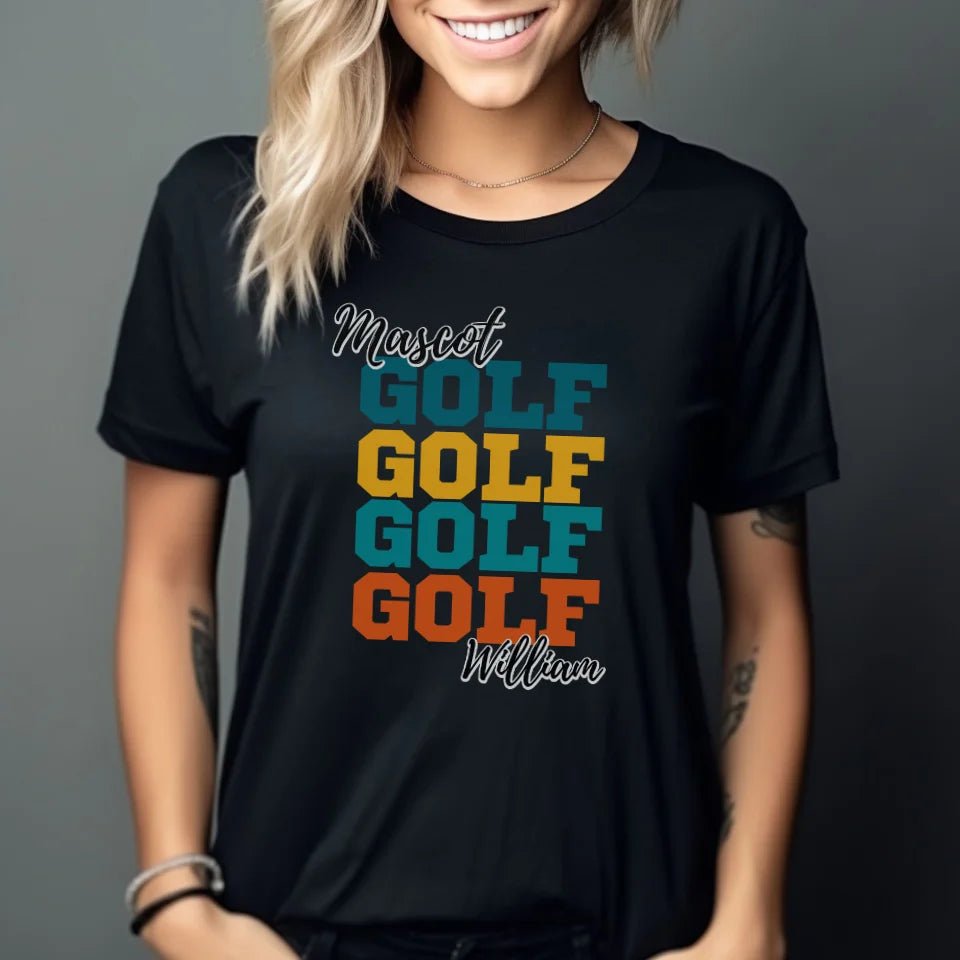 Personalized Golf Golf Golf Shirt With Mascot and Golfer Name on a Unisex T-Shirt