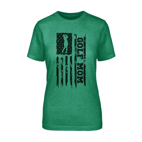 Golf Mom Vertical Flag on a Unisex T-Shirt with a Black Graphic