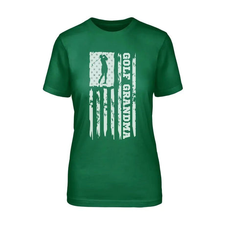 Golf Grandma Vertical Flag on a Unisex T-Shirt with a White Graphic