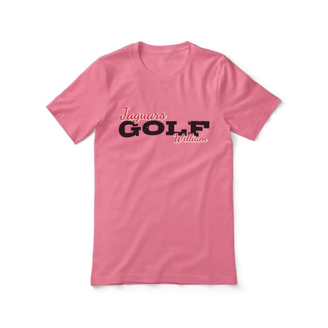 Custom Golf Mascot and Golfer Name on a Unisex T-Shirt with a Black Graphic