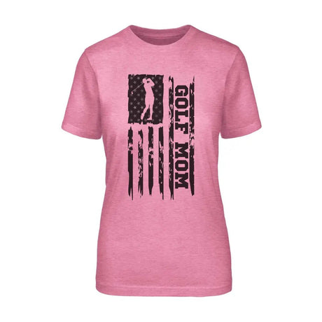 Golf Mom Vertical Flag on a Unisex T-Shirt with a Black Graphic