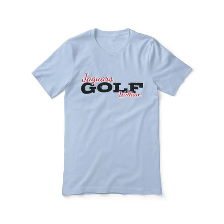 Custom Golf Mascot and Golfer Name on a Unisex T-Shirt with a Black Graphic