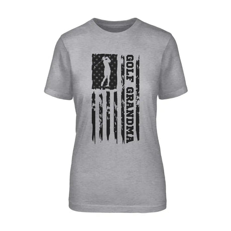 Golf Grandma Vertical Flag on a Unisex T-Shirt with a Black Graphic