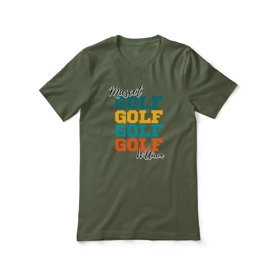 Personalized Golf Golf Golf Shirt With Mascot and Golfer Name on a Unisex T-Shirt