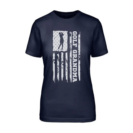 Golf Grandma Vertical Flag on a Unisex T-Shirt with a White Graphic
