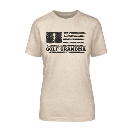 Golf Grandma Horizontal Flag on a Unisex T-Shirt with a Black Graphic