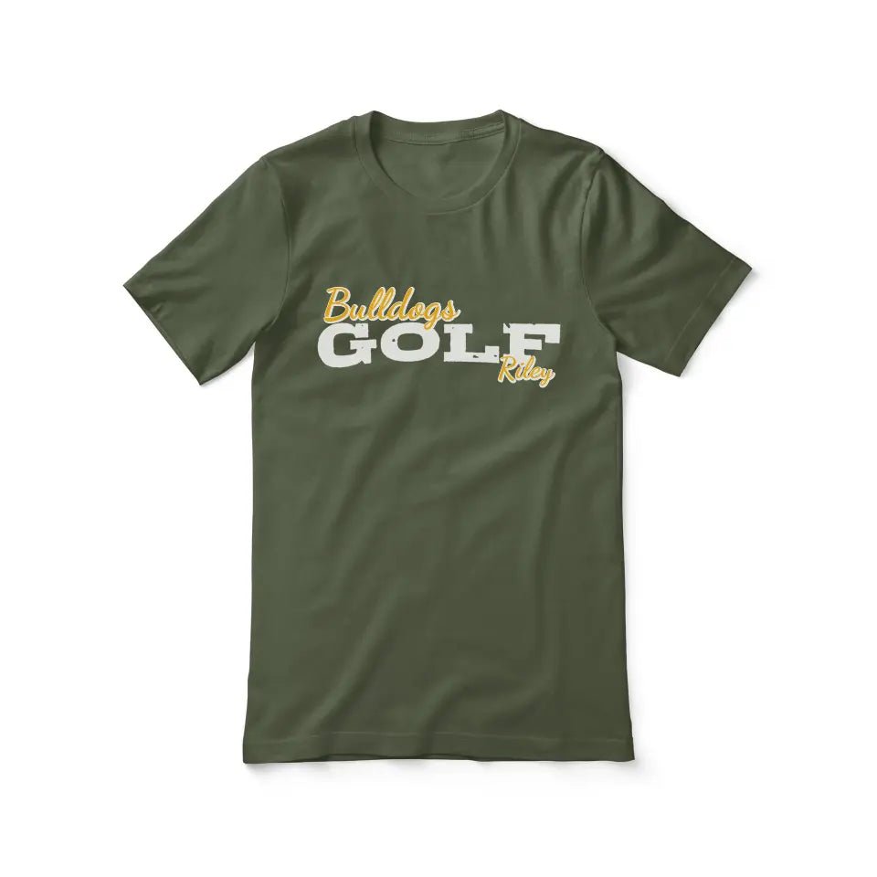 Custom Golf Mascot and Golfer Name on a Unisex T-Shirt with a White Graphic
