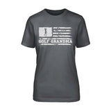 Golf Grandma Horizontal Flag on a Unisex T-Shirt with a White Graphic