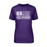 Golf Grandma Horizontal Flag on a Unisex T-Shirt with a White Graphic