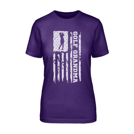 Golf Grandma Vertical Flag on a Unisex T-Shirt with a White Graphic