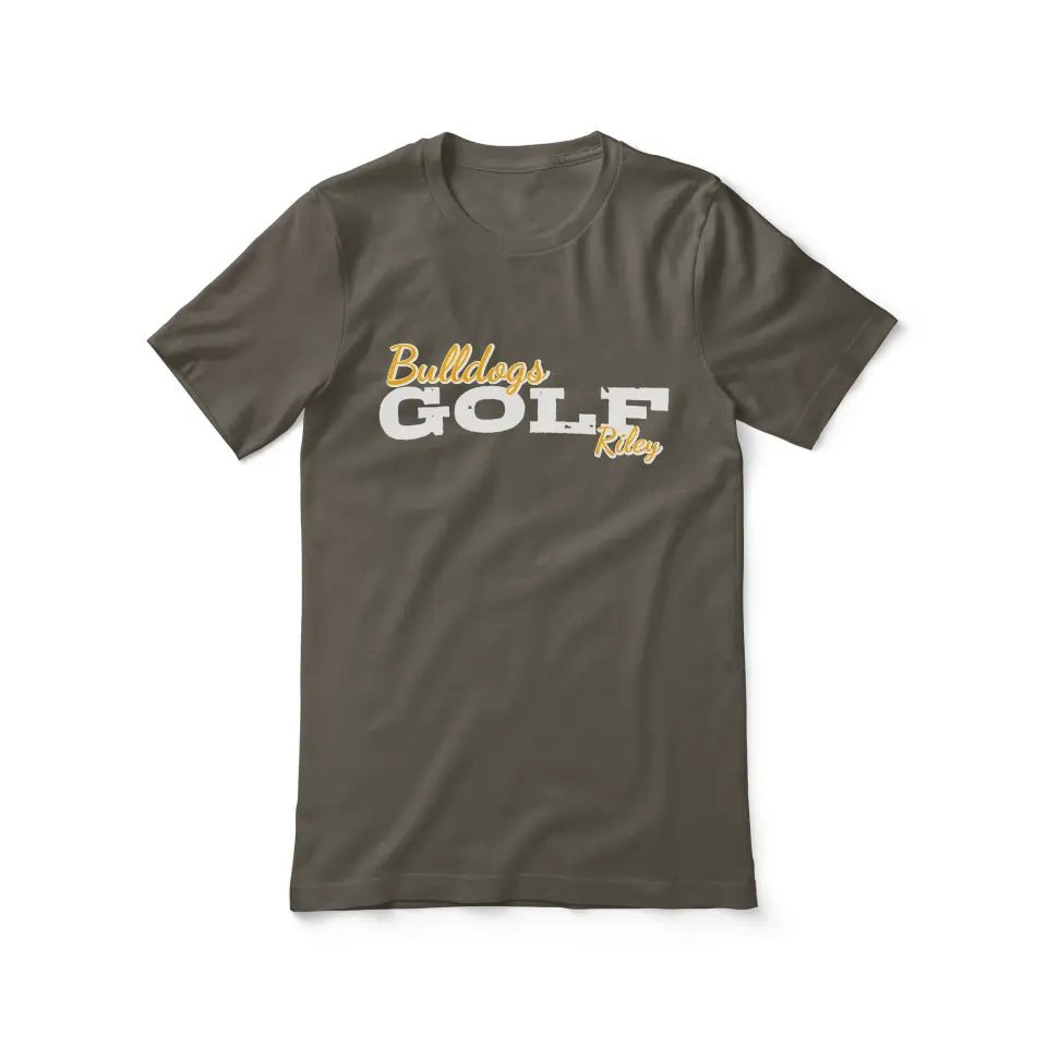 Custom Golf Mascot and Golfer Name on a Unisex T-Shirt with a White Graphic